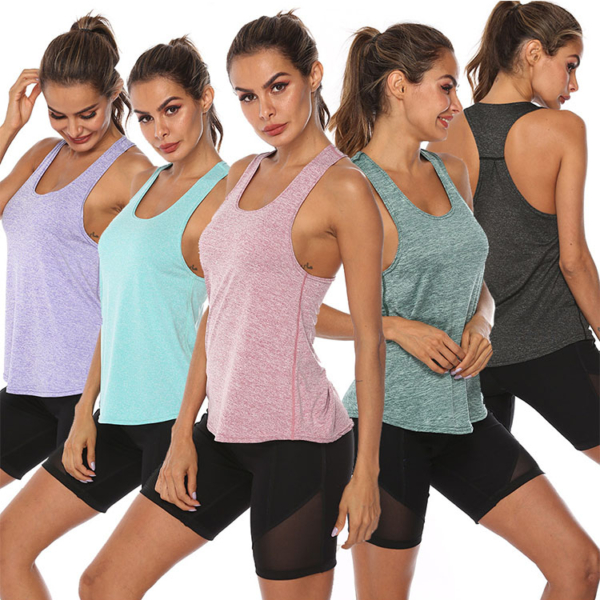 Sleeveless Racerback Yoga Vest Sport Singlet Women Athletic Fitness Sport Tank Tops Gym Running Training Yoga Shirts 1